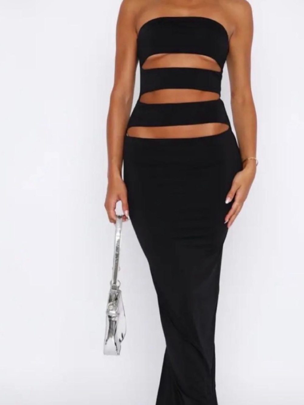 White Fox Boutique Black Cutout Maxi Skirt
